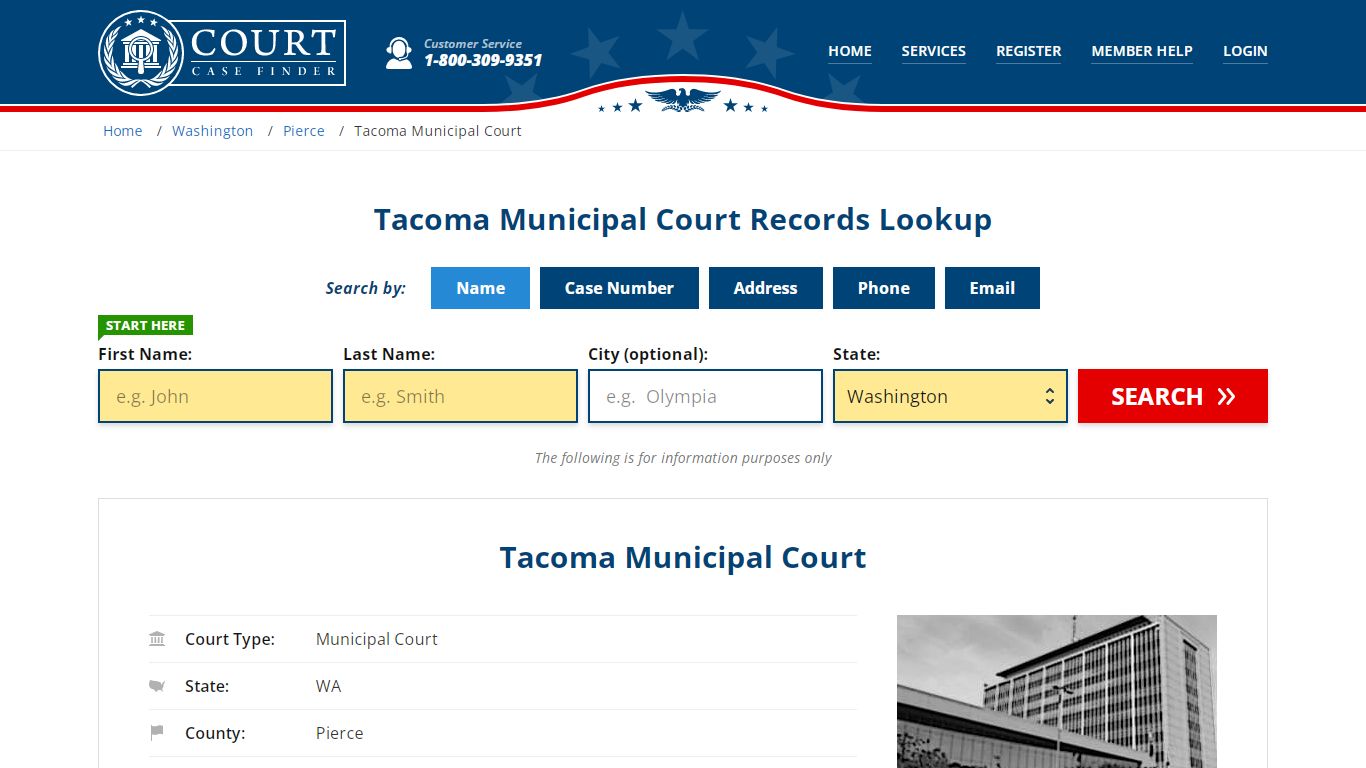 Tacoma Municipal Court Records Lookup - CourtCaseFinder.com